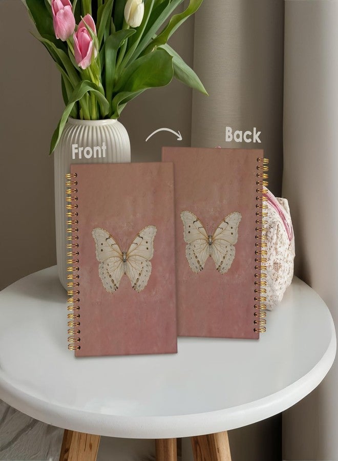 Wheatwin Butterfly Pink Notebook Journal, Vintage Pink Cute Butterfly Journal for Women, Preppy Gifts for Teen Girls, 5.5x8.3 Inch - Image 4